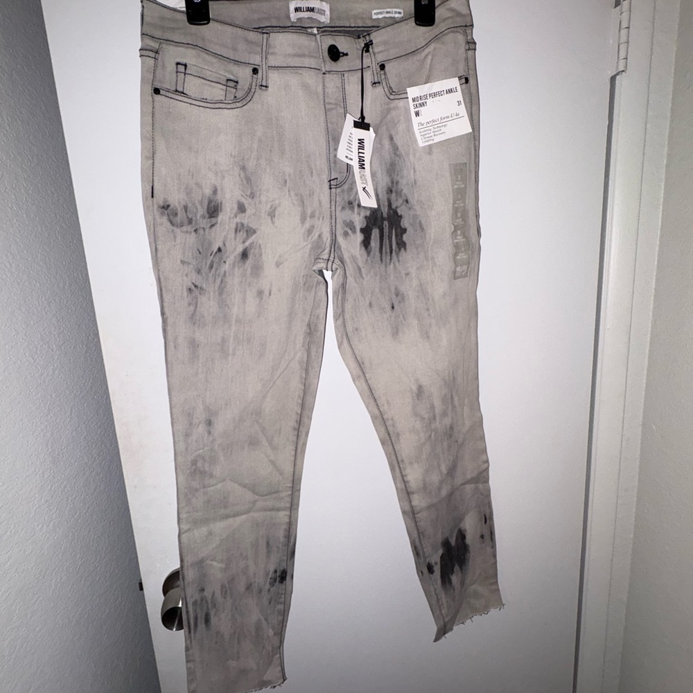 William Rast Gray Skinny Jeans with Black Accents